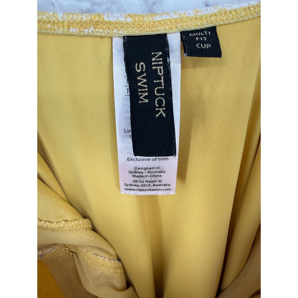 Nip Tuck Swim Yellow White Floral One Piece Swimsuit Ruched Tummy Control US 4 - Picture 3 of 8